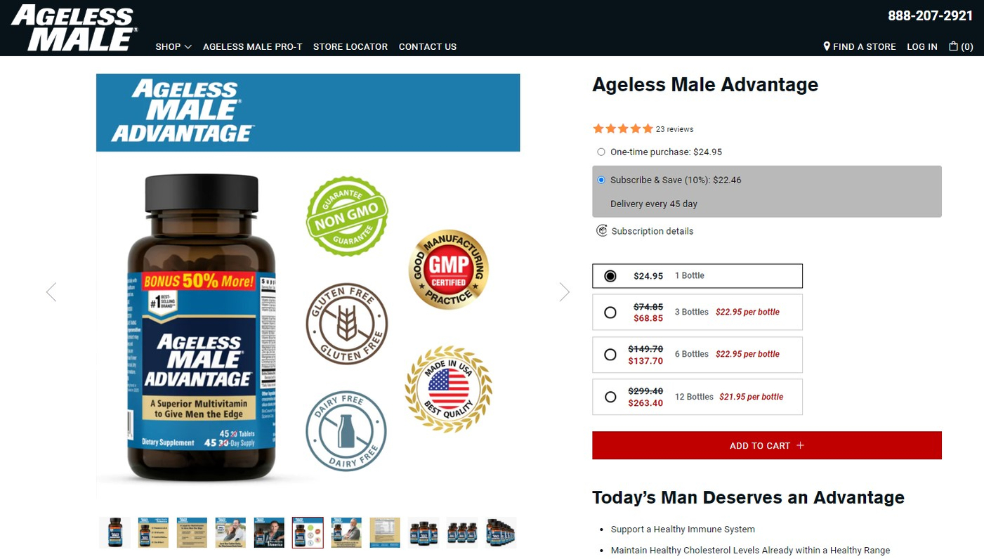 Agesless MAle Advanced Product Page